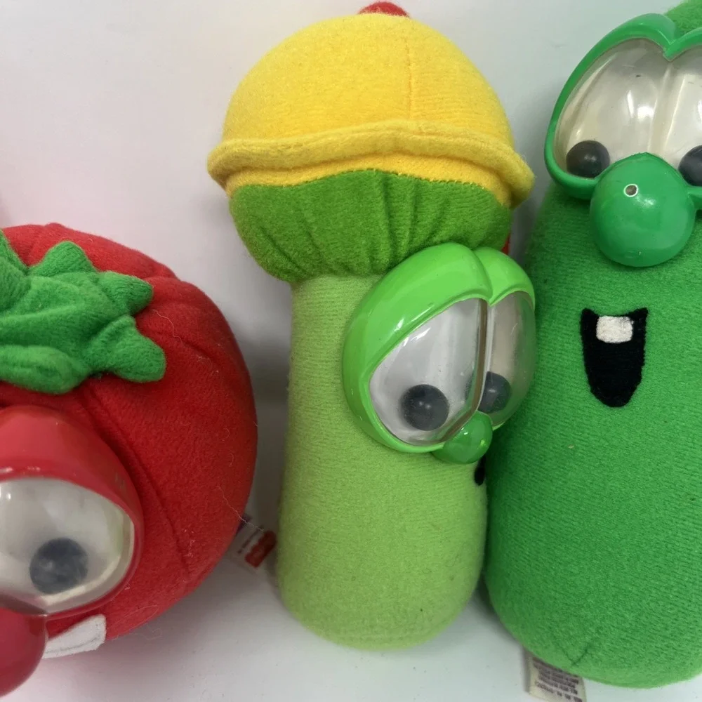 Veggie Tales Plush Googly Eyes Rattle Fisher Price Big Idea Lot (4) Bob Larry - Picture 4 of 9
